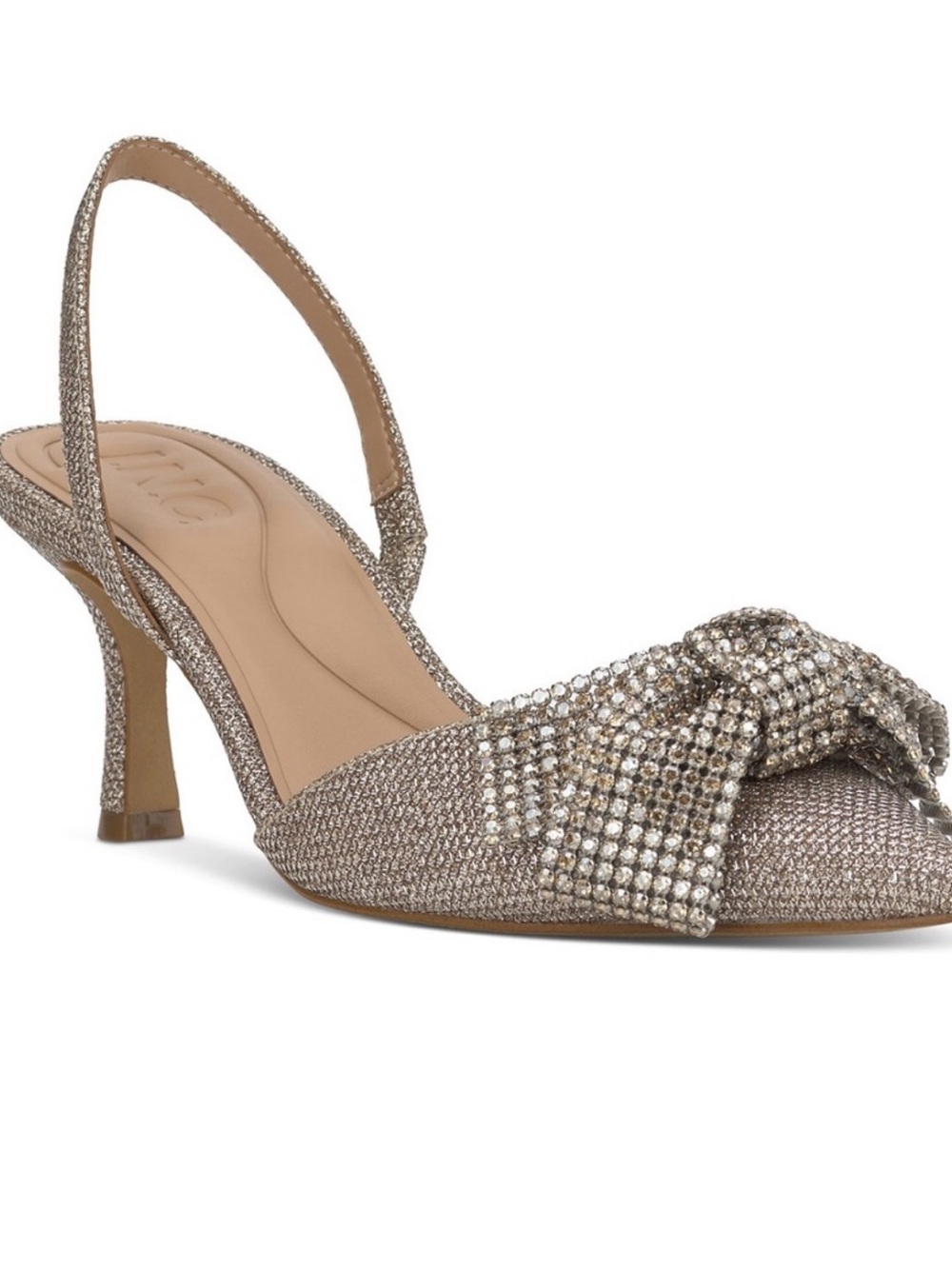 NEW..INC International Concepts Gold Rhinestone Bow Slingback Heels 
Size 6.5 - Picture 2 of 4